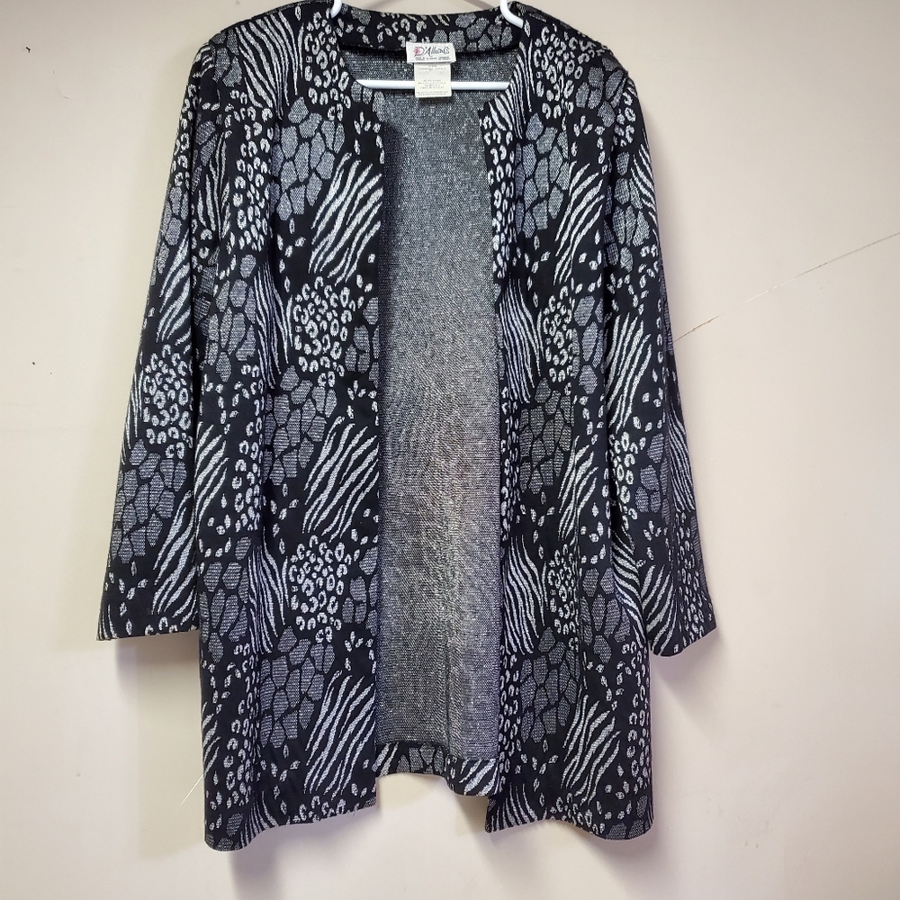 Vintage D’Allaird’s Metallic Animal-Print Open Jacket – Size 16, Made in Canada